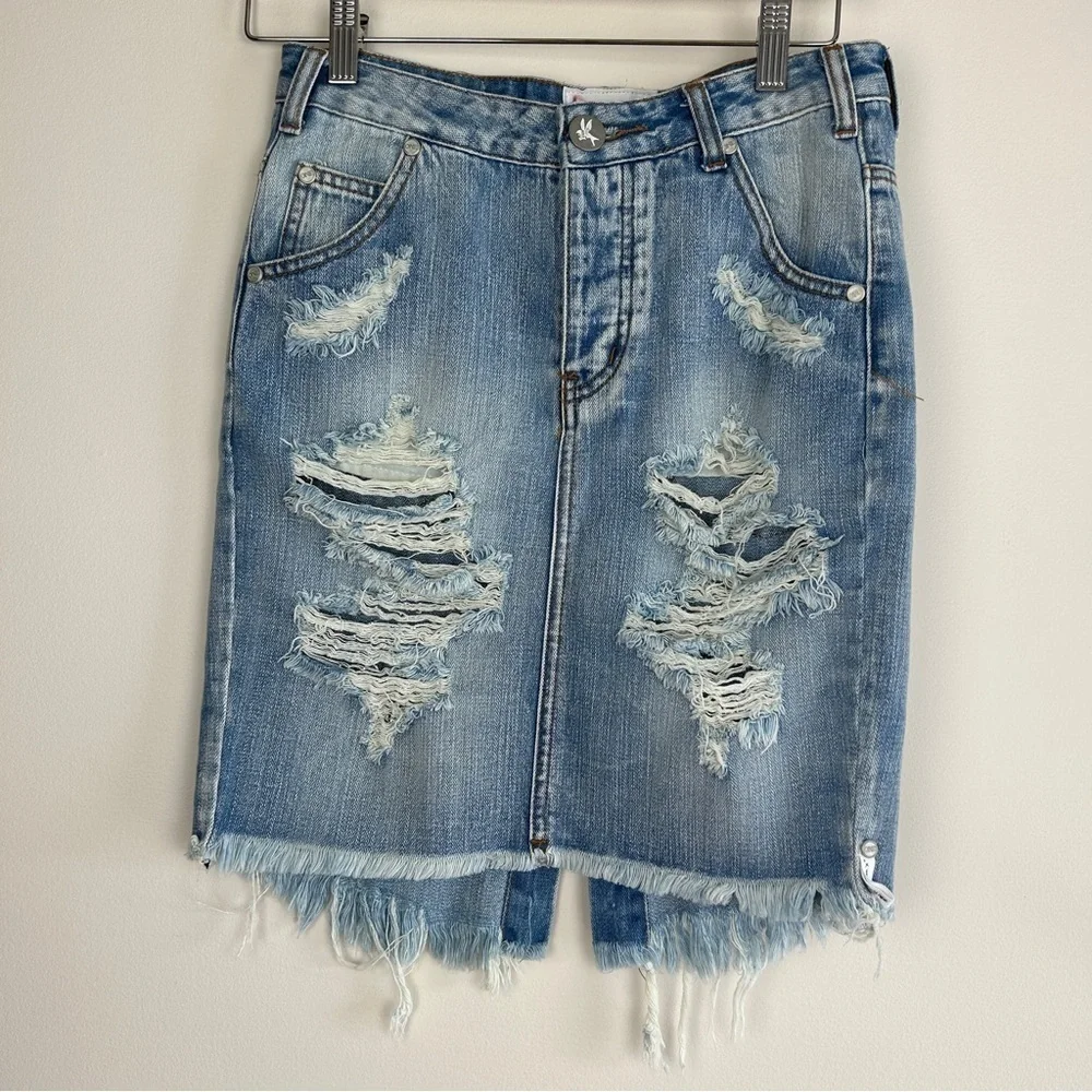 One Teaspoon Distressed Denim mini skirt 26